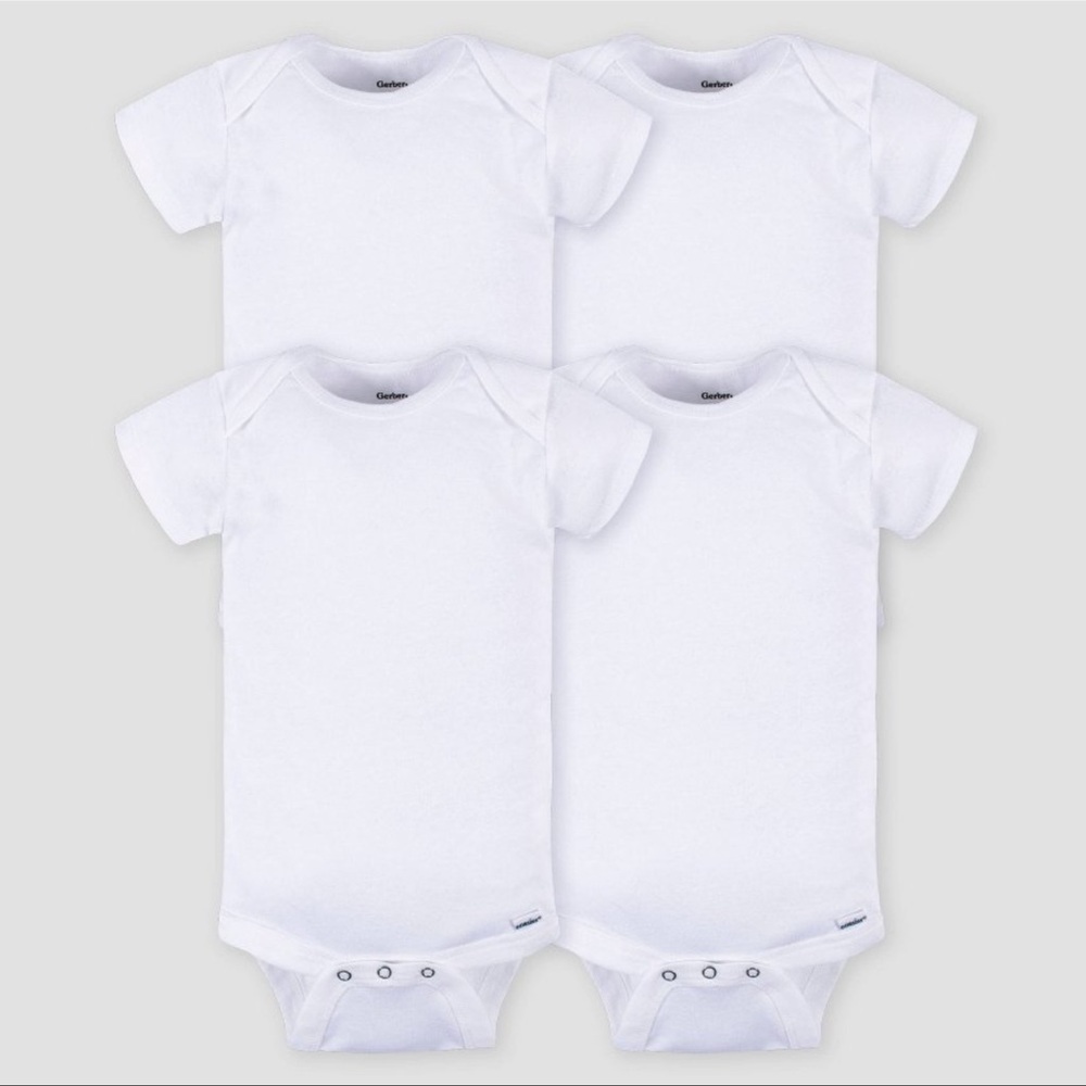 NEW Gerber Short Sleeve Onesies 4 pack NEWBORN